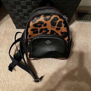 Coach Mini Court Backpack in Signature Canvas with Leopard Print